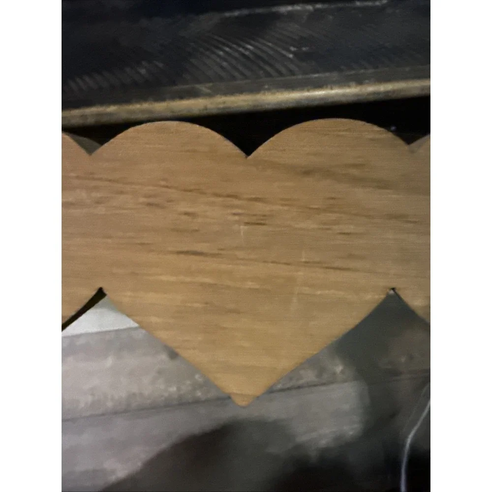 Vintage Wooden Heart Shelf 5 Pegs Dark Wood 16
